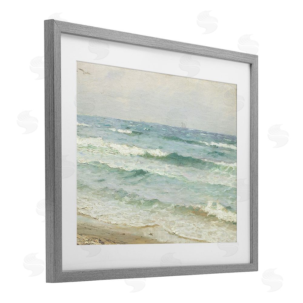 Leah Straatsma Vintage Waves on The Shore Gray Framed Print Under Glass Wall Art