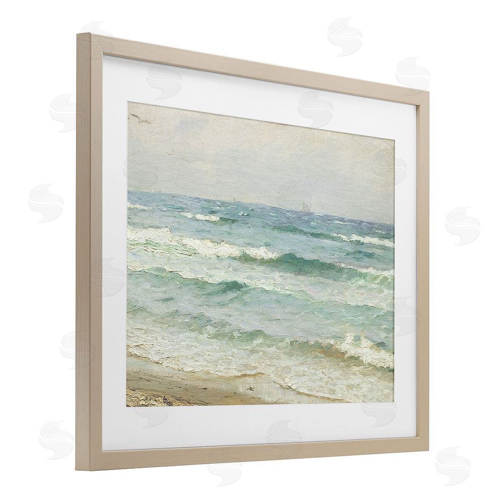 Leah Straatsma Vintage Waves on The Shore Brown Framed Print Under Glass Wall Art