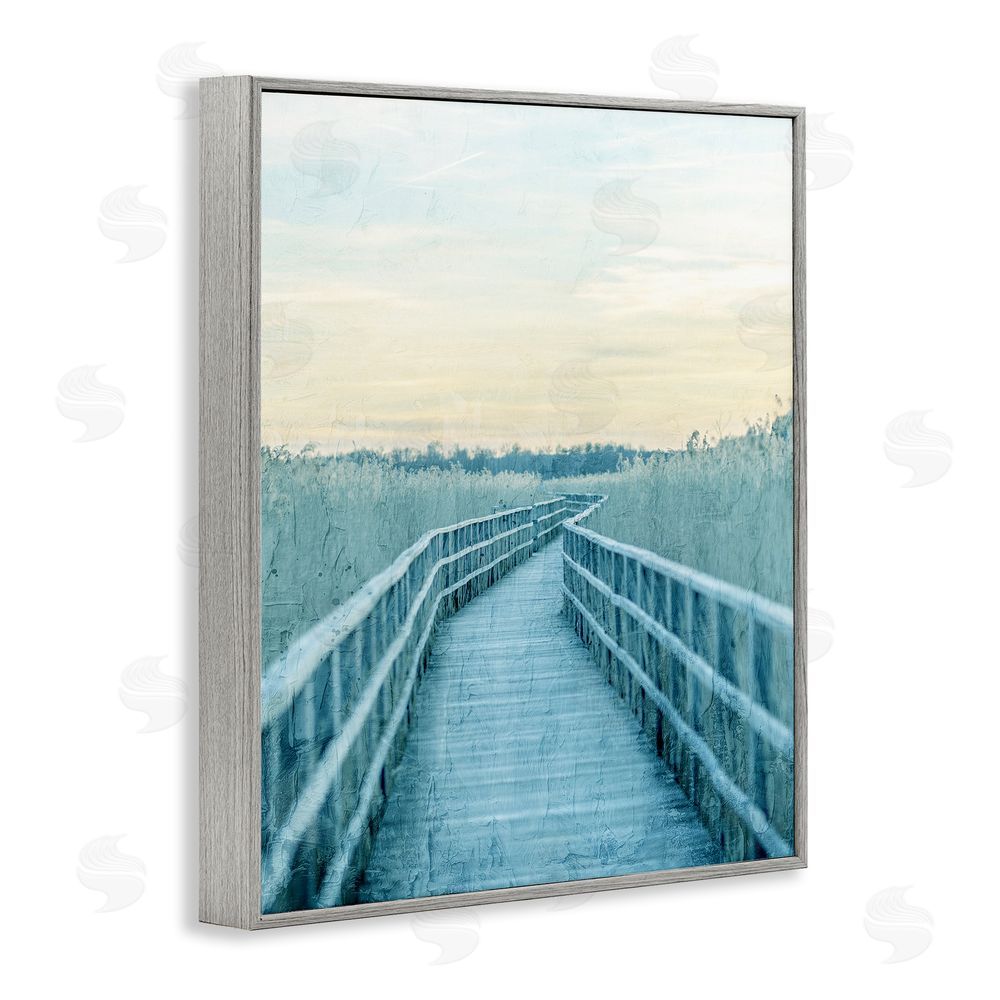 Kim Allen Wooden Pier Boardwalk Gray Framed Giclee Wall Art Print