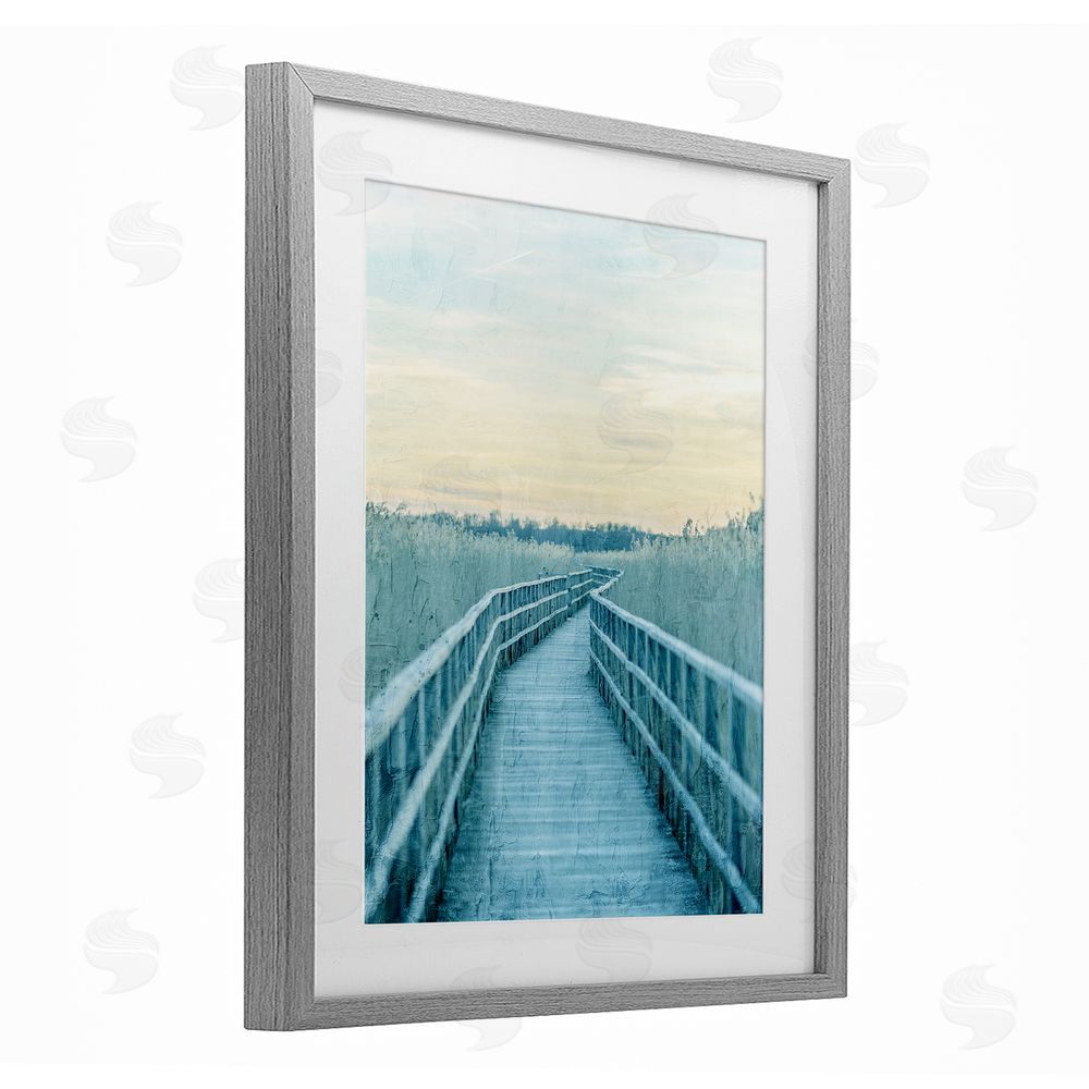 Kim Allen Wooden Pier Boardwalk Gray Framed Print Under Glass Wall Art