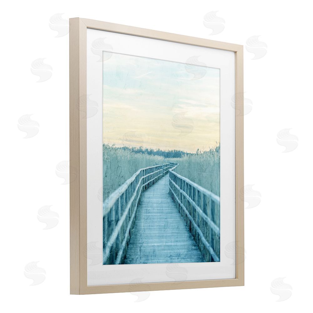 Kim Allen Wooden Pier Boardwalk Brown Framed Print Under Glass Wall Art