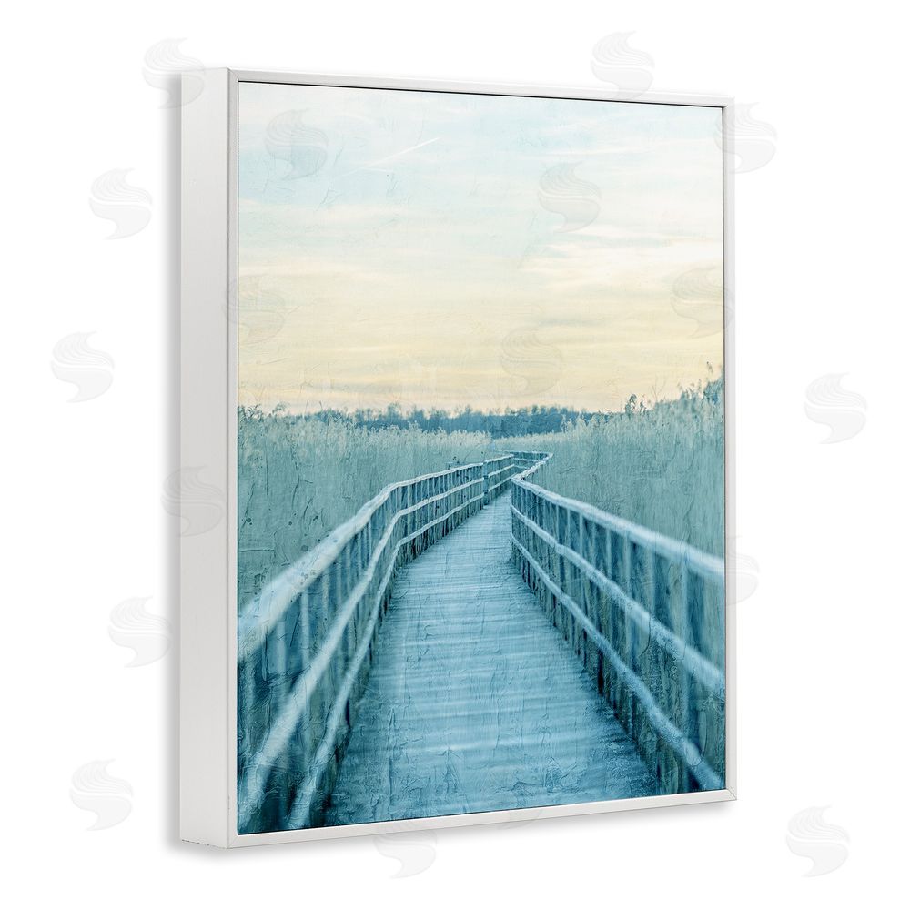 Kim Allen Wooden Pier Boardwalk White Framed Giclee Wall Art Print