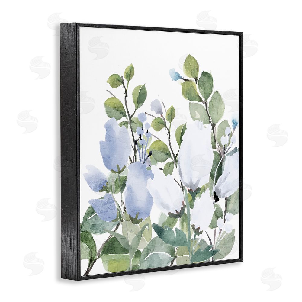 Kim Allen Blue Spring Florals Black Framed Giclee Wall Art Print