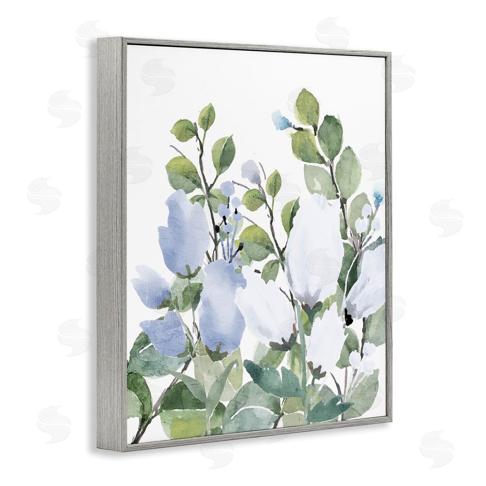 Kim Allen Blue Spring Florals Gray Framed Giclee Wall Art Print