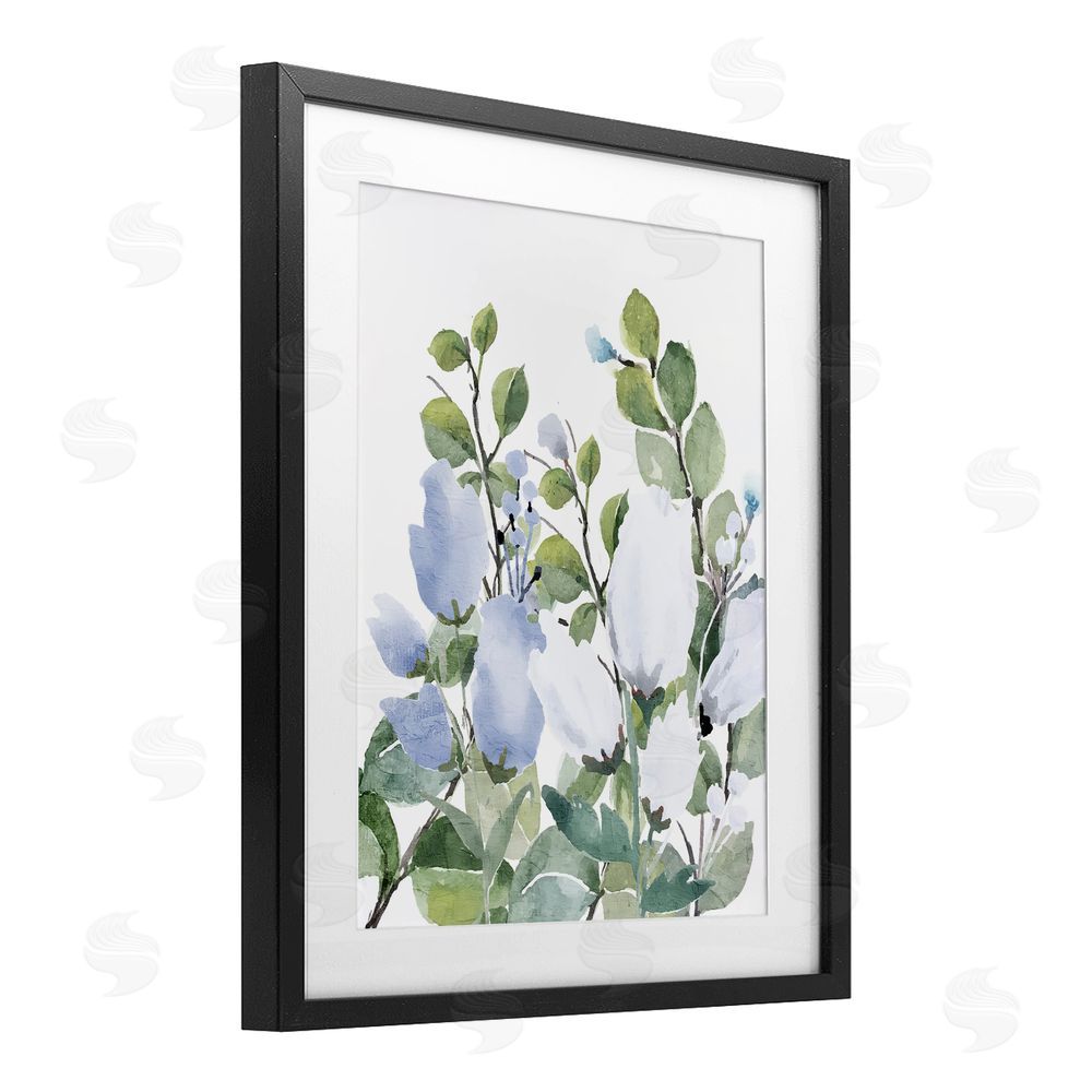 Kim Allen Blue Spring Florals Black Framed Print Under Glass Wall Art