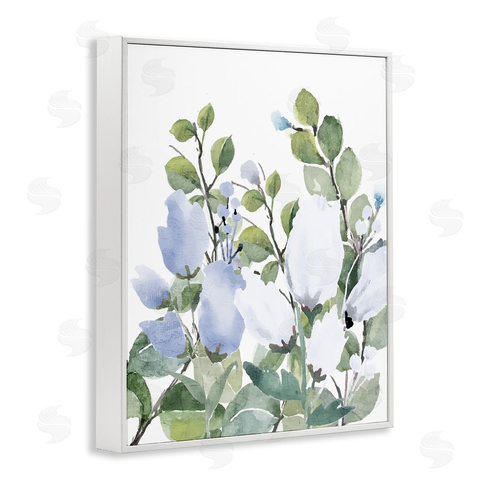 Kim Allen Blue Spring Florals White Framed Giclee Wall Art Print