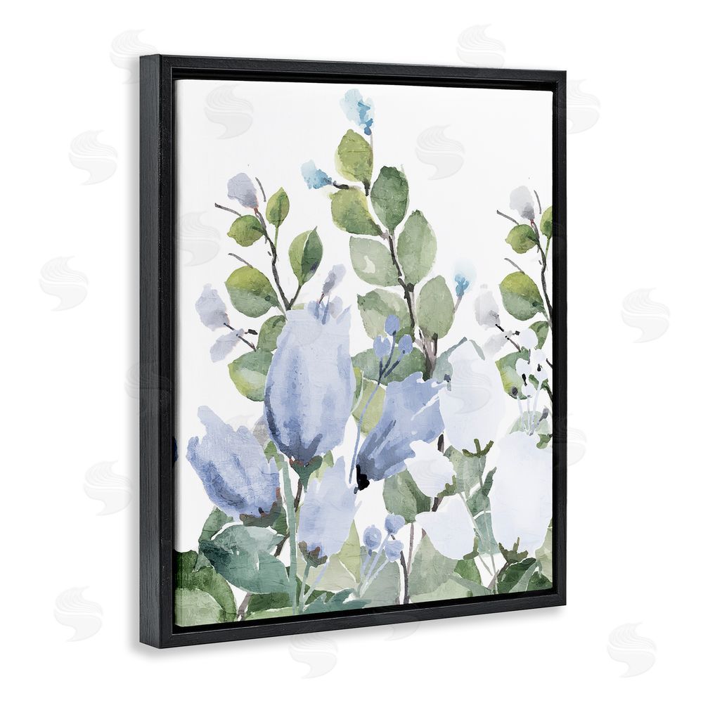 Kim Allen Blue Spring Botanicals Black Floating Frame Canvas Wall Art Print