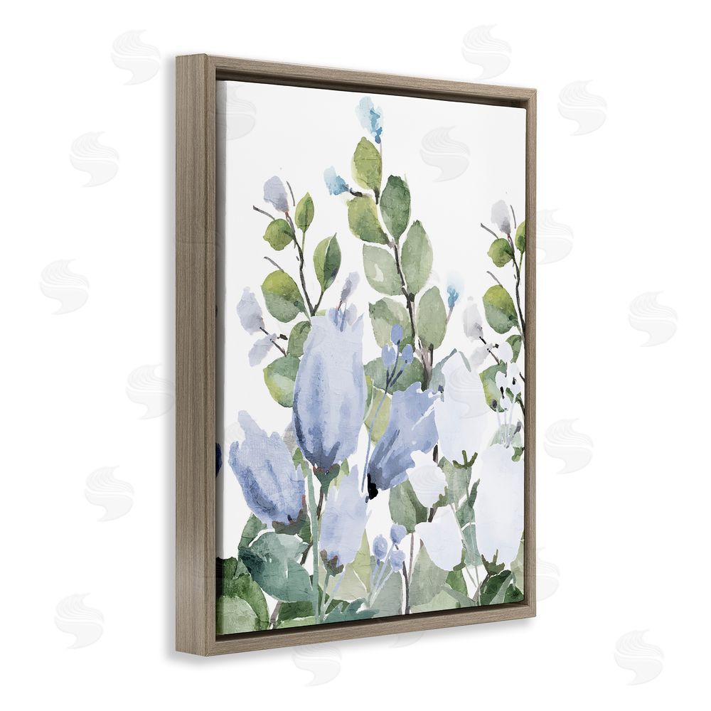 Kim Allen Blue Spring Botanicals Brown Floating Frame Canvas Wall Art Print