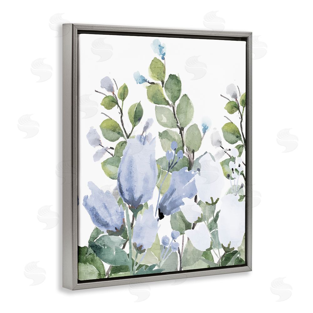 Kim Allen Blue Spring Botanicals Gray Floating Frame Canvas Wall Art Print