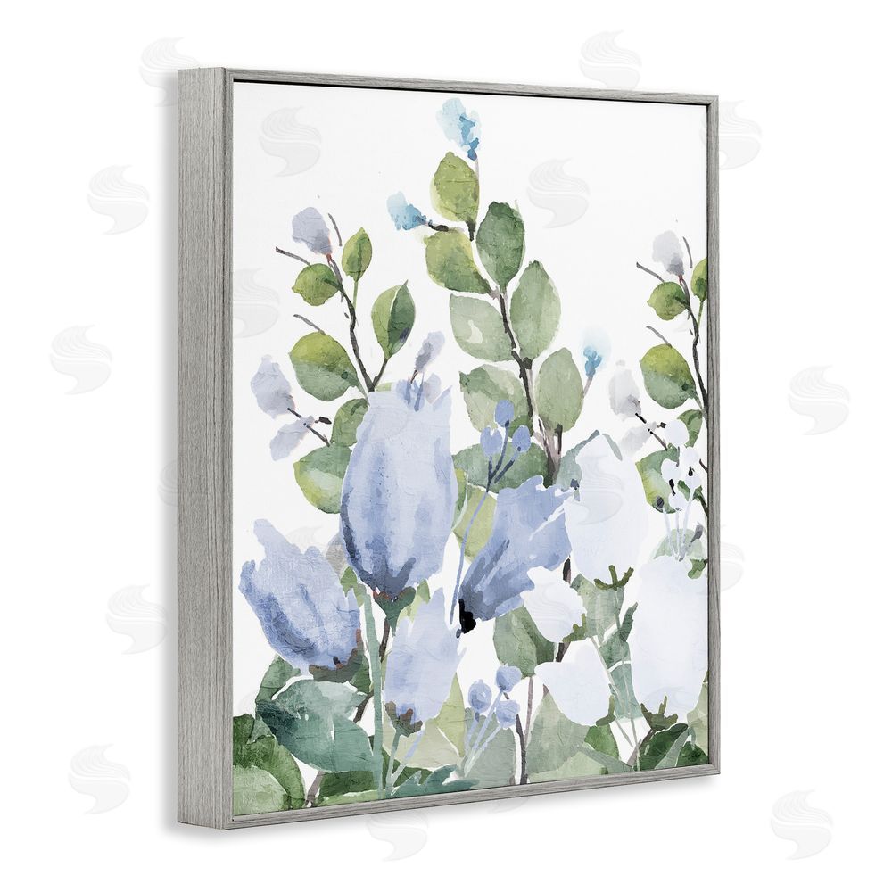 Kim Allen Blue Spring Botanicals Gray Framed Giclee Wall Art Print