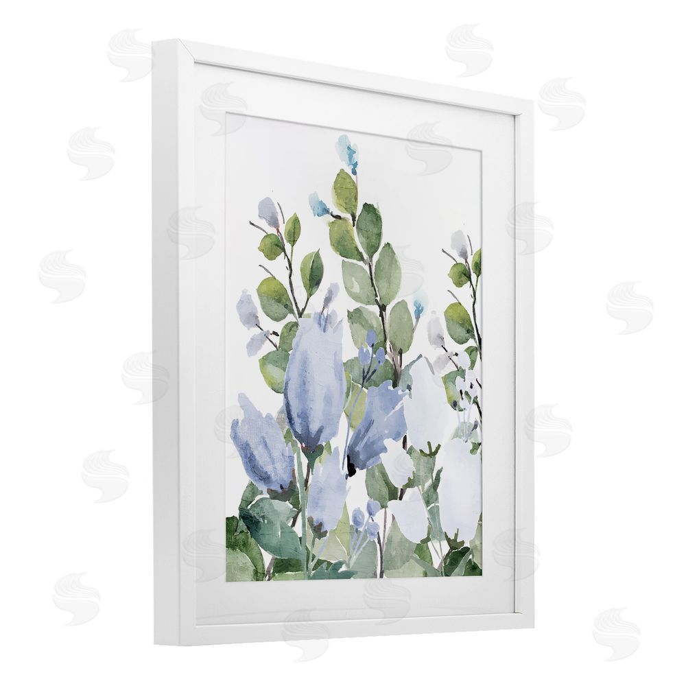 Kim Allen Blue Spring Botanicals White Framed Print Under Glass Wall Art