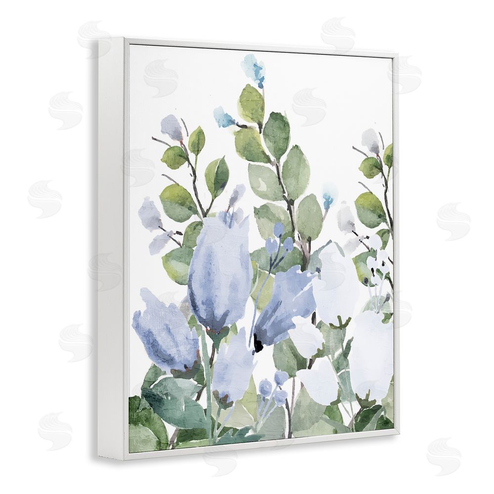 Kim Allen Blue Spring Botanicals White Framed Giclee Wall Art Print