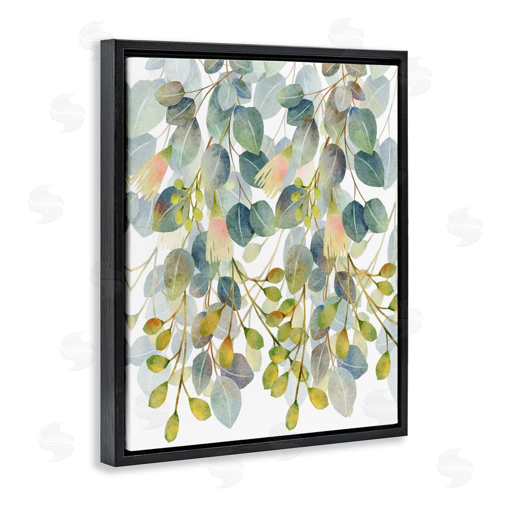 Marcus Prime Suspended Ivy Leaves Black Floating Frame Canvas Wall Art Print