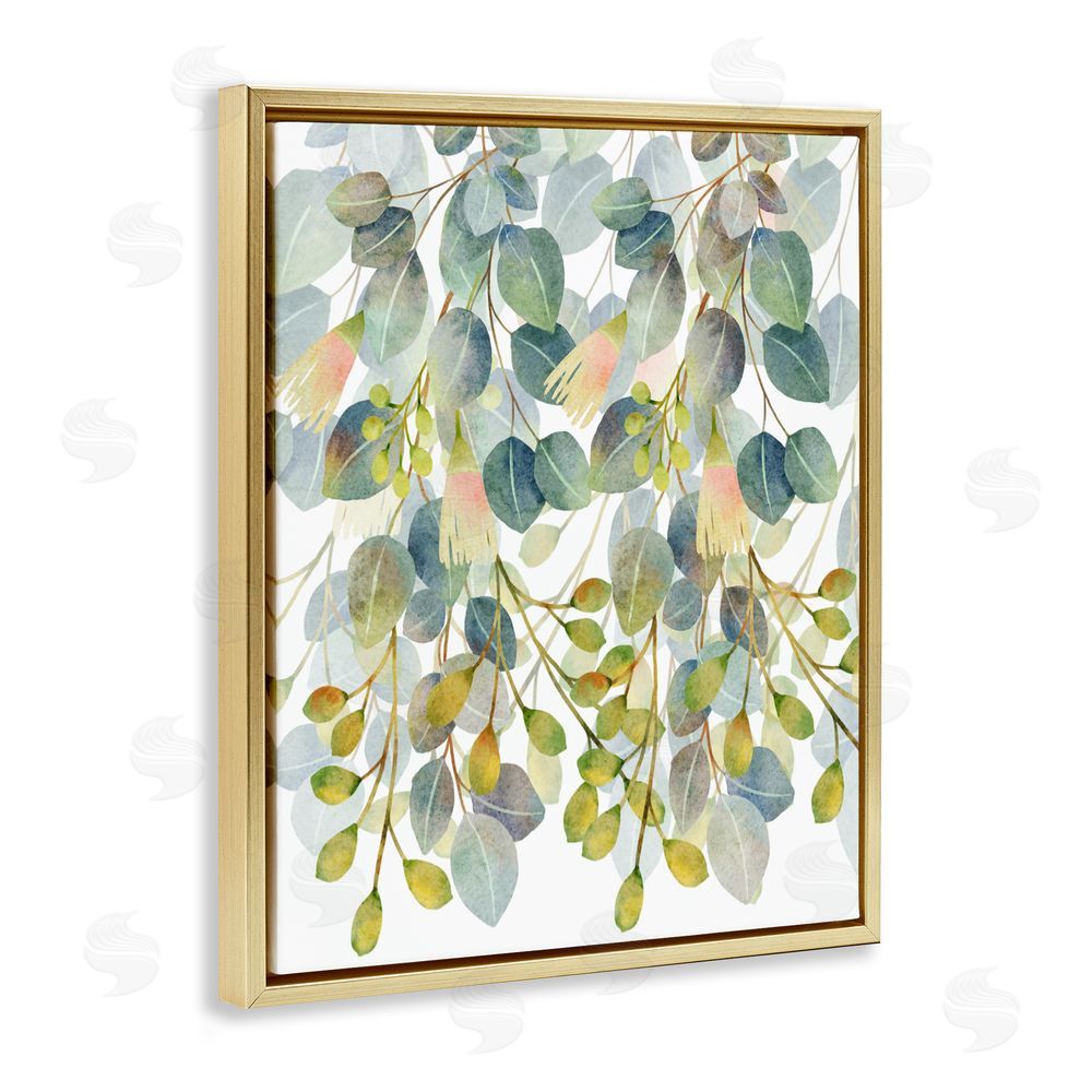 Marcus Prime Suspended Ivy Leaves Gold Floating Frame Canvas Wall Art Print