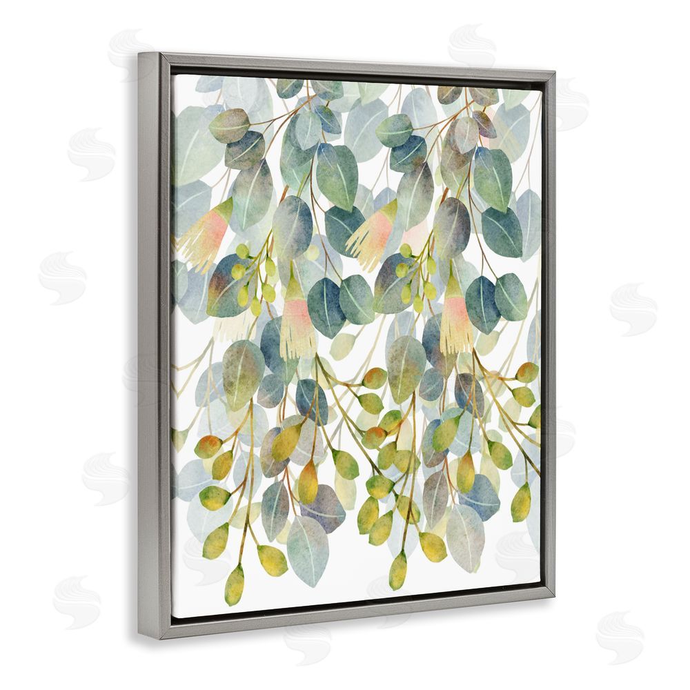 Marcus Prime Suspended Ivy Leaves Gray Floating Frame Canvas Wall Art Print