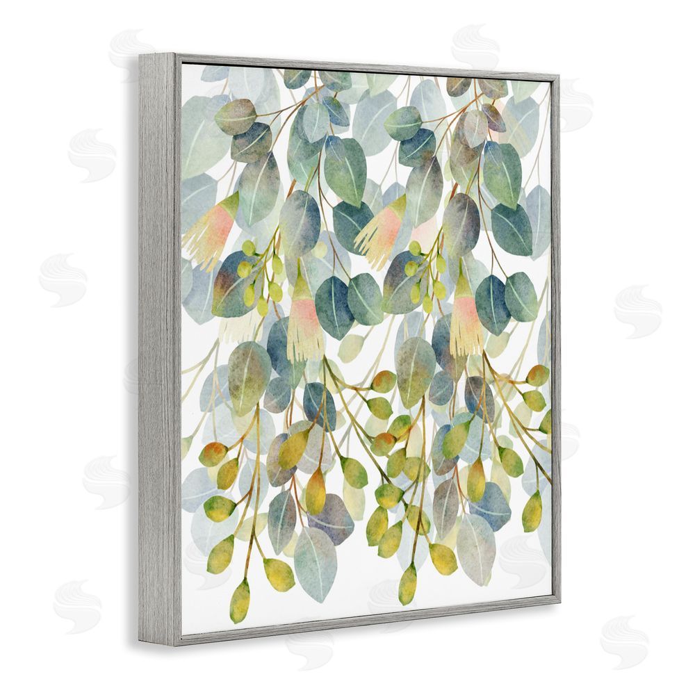 Marcus Prime Suspended Ivy Leaves Gray Framed Giclee Wall Art Print