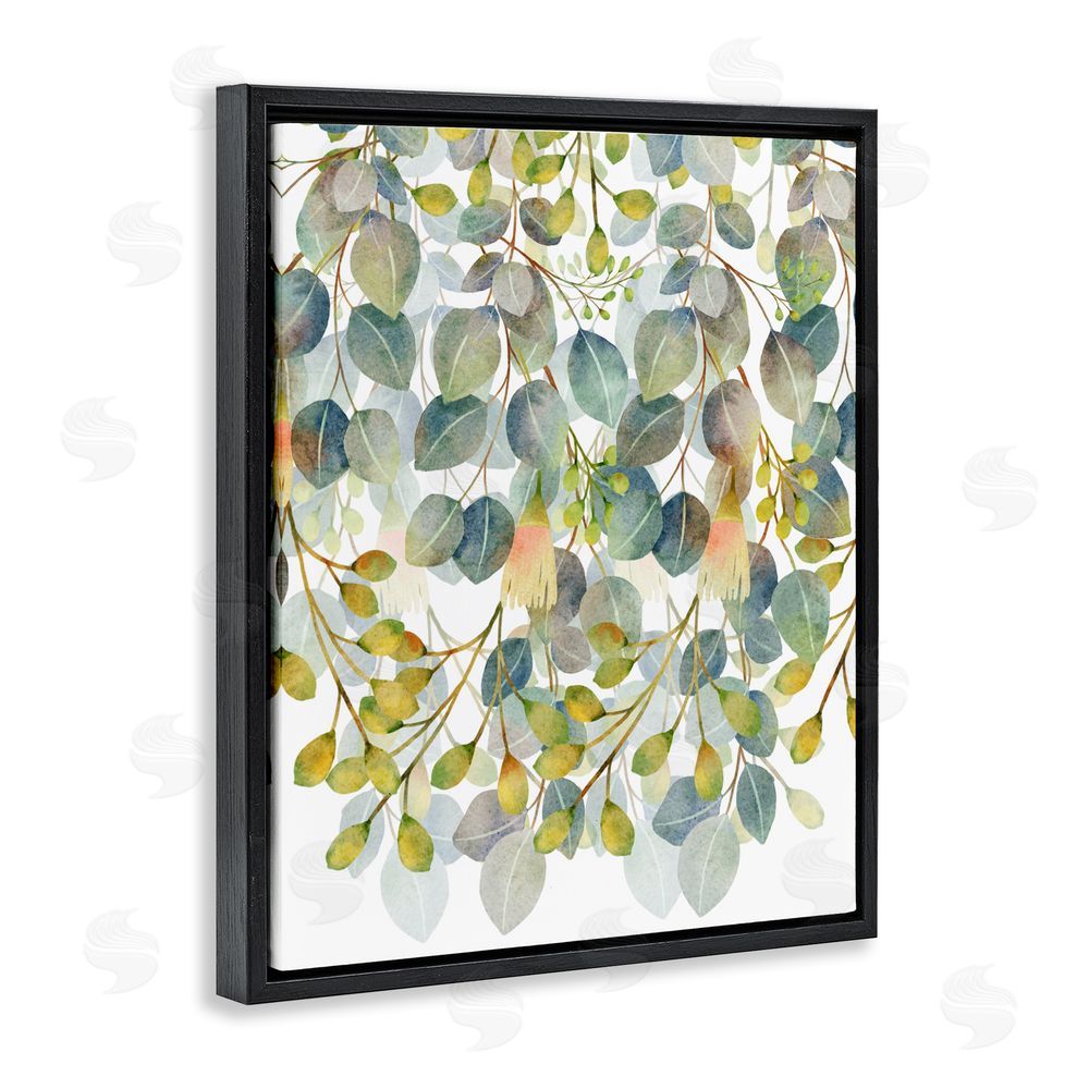 Marcus Prime Hanging Layered Botanicals Black Floating Frame Canvas Wall Art