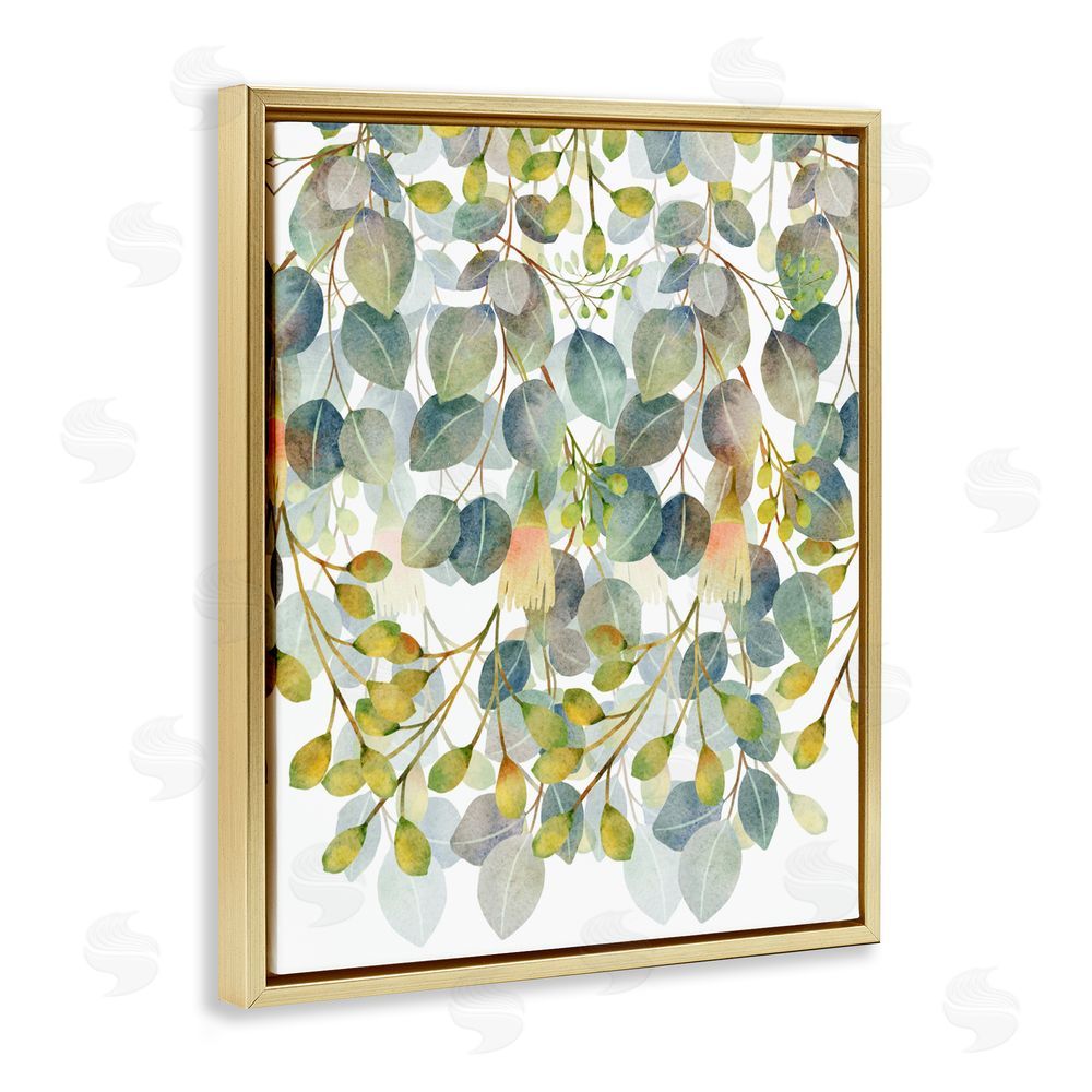 Marcus Prime Hanging Layered Botanicals Gold Floating Frame Canvas Wall Art
