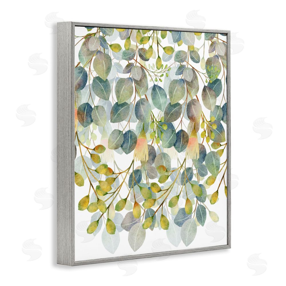 Marcus Prime Hanging Layered Botanicals Gray Framed Giclee Wall Art Print