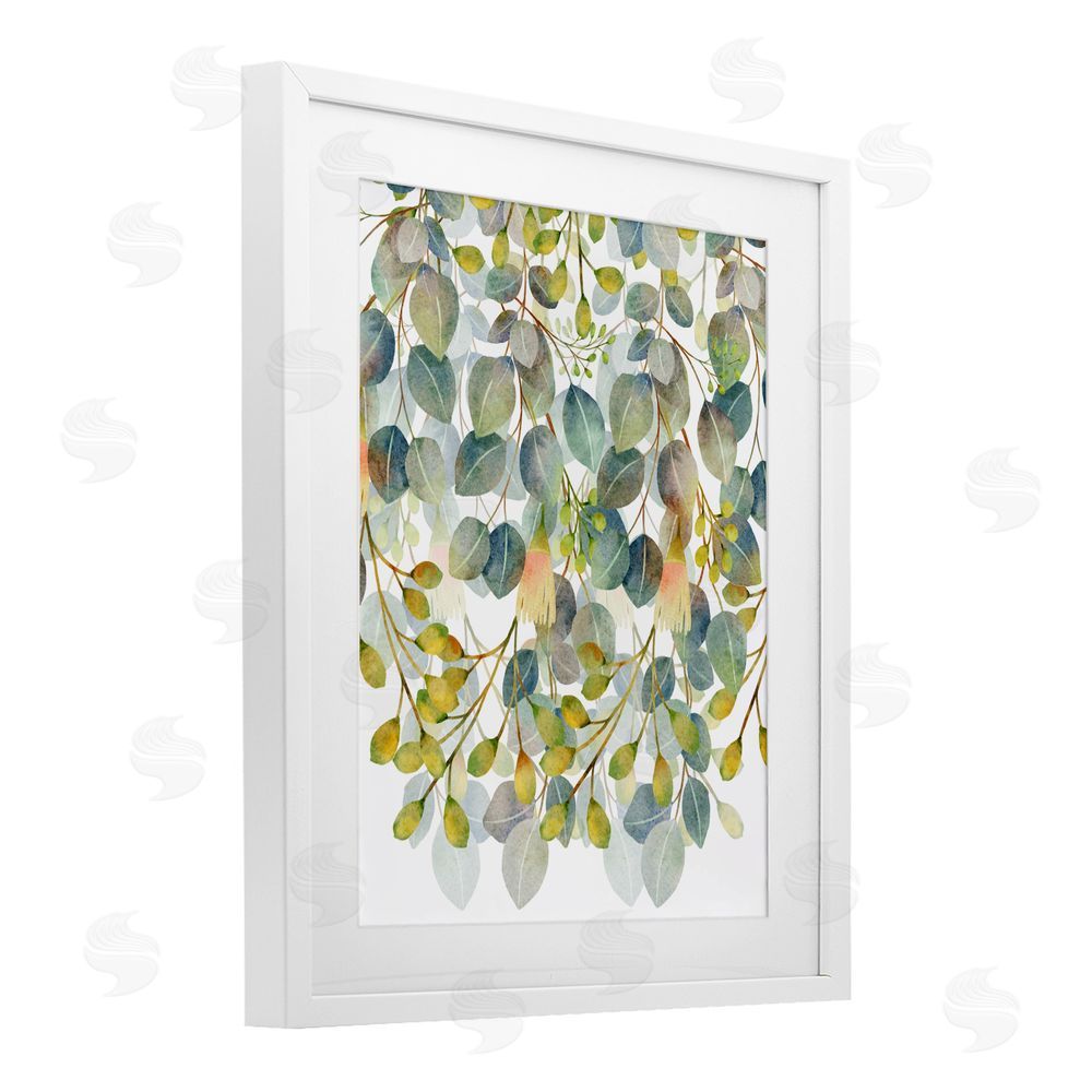 Marcus Prime Hanging Layered Botanicals White Framed Print Under Glass with Mat Wall Art