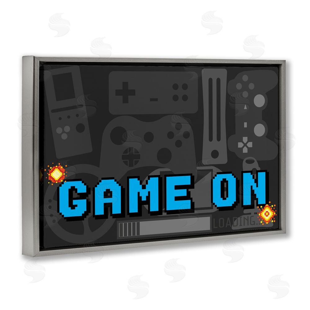 Kim Allen Game On Arcade Gray Floating Frame Canvas Wall Art