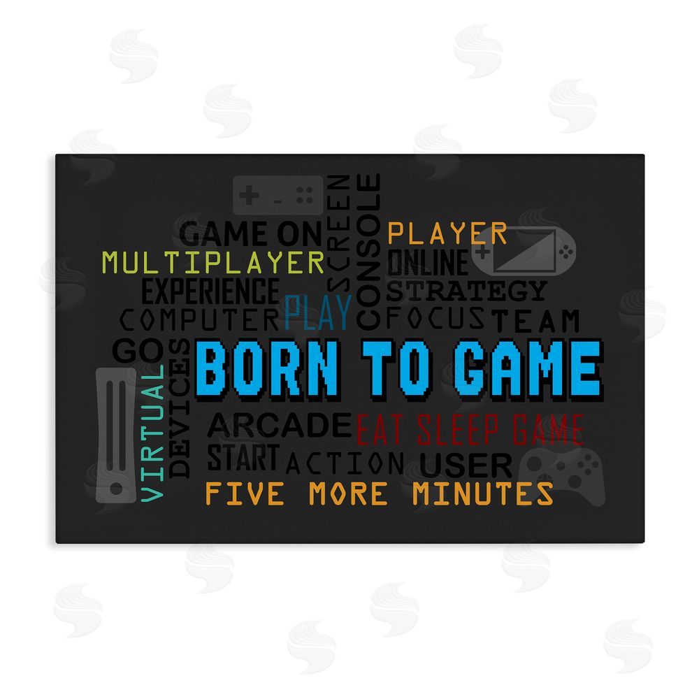 Kim Allen Born To Game Arcade Stretched Canvas Wall Art Print