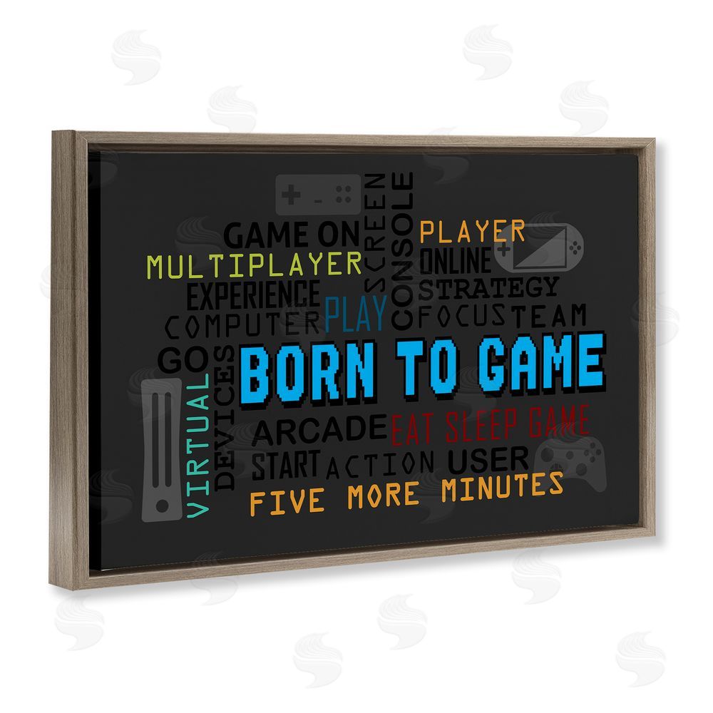 Kim Allen Born To Game Arcade Brown Floating Frame Canvas Wall Art Print