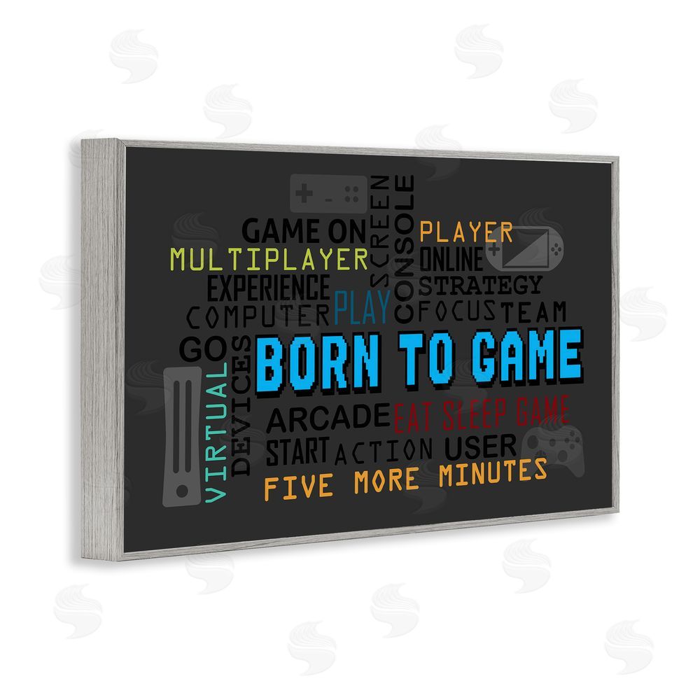 Kim Allen Born To Game Arcade Gray Framed Giclee Wall Art Print