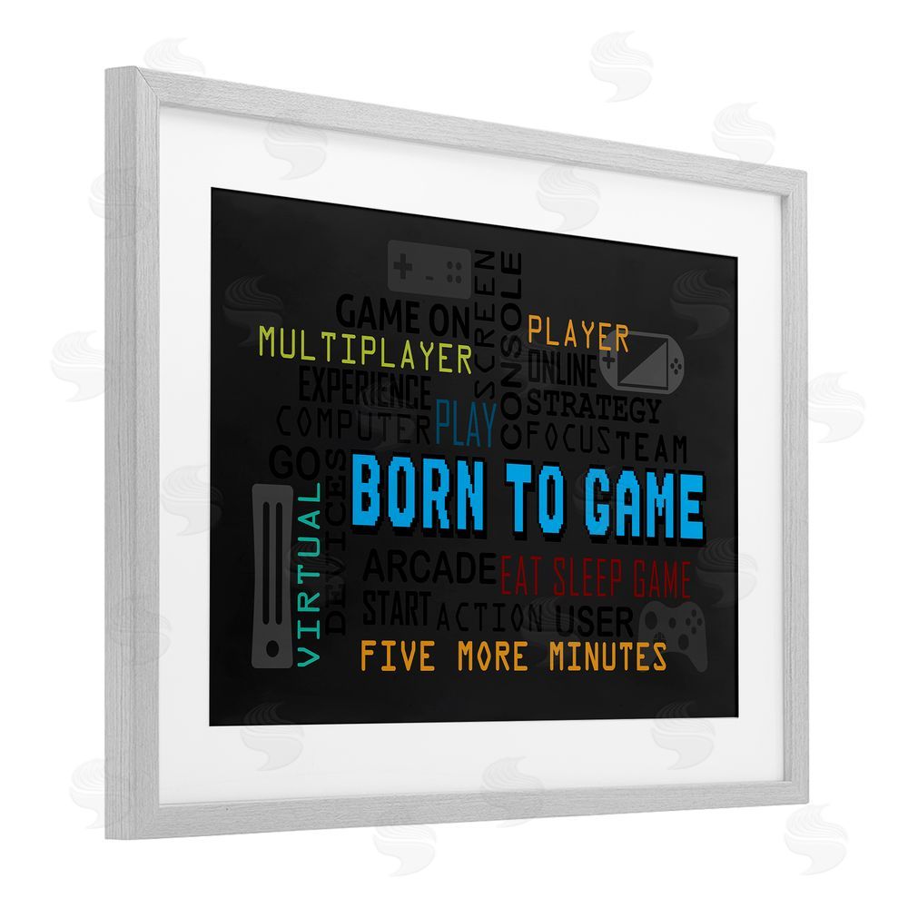 Kim Allen Born To Game Arcade Gray Framed Print Under Glass Wall Art