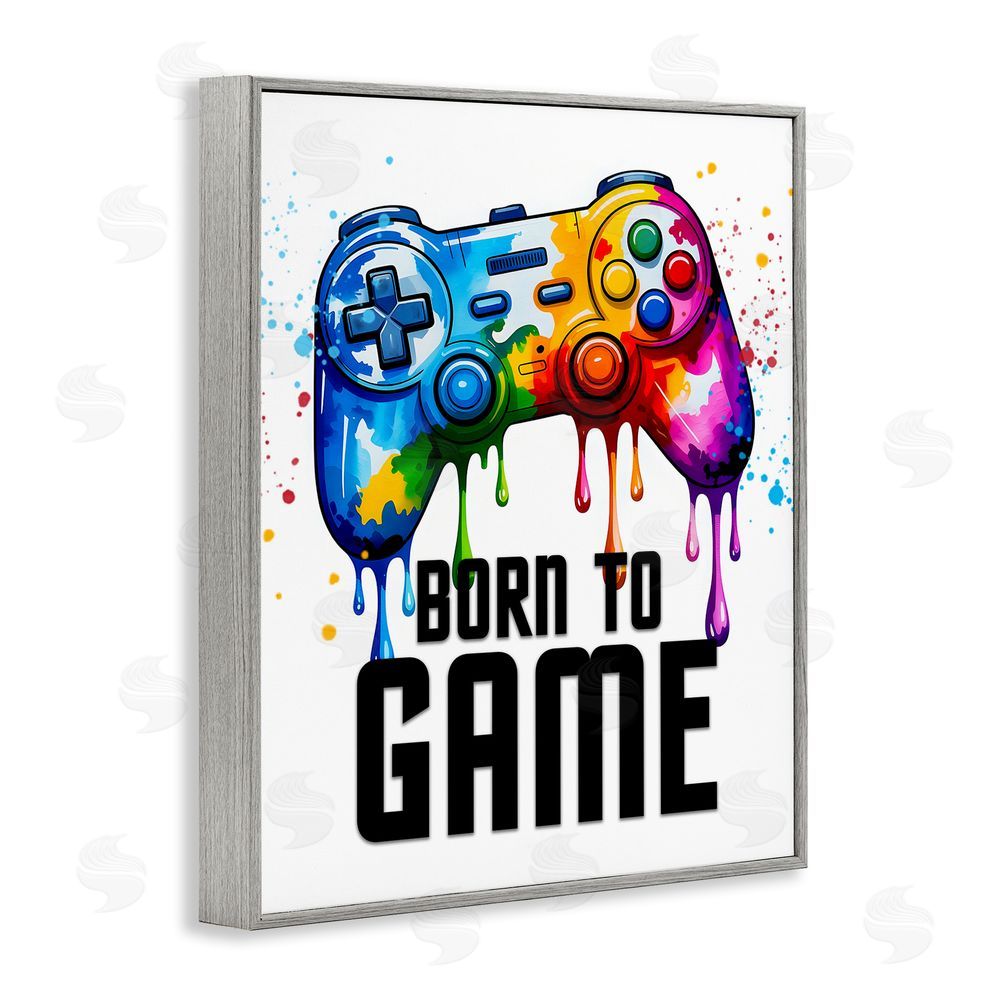 Kim Allen Born To Game Splash Gray Framed Giclee Wall Art Print