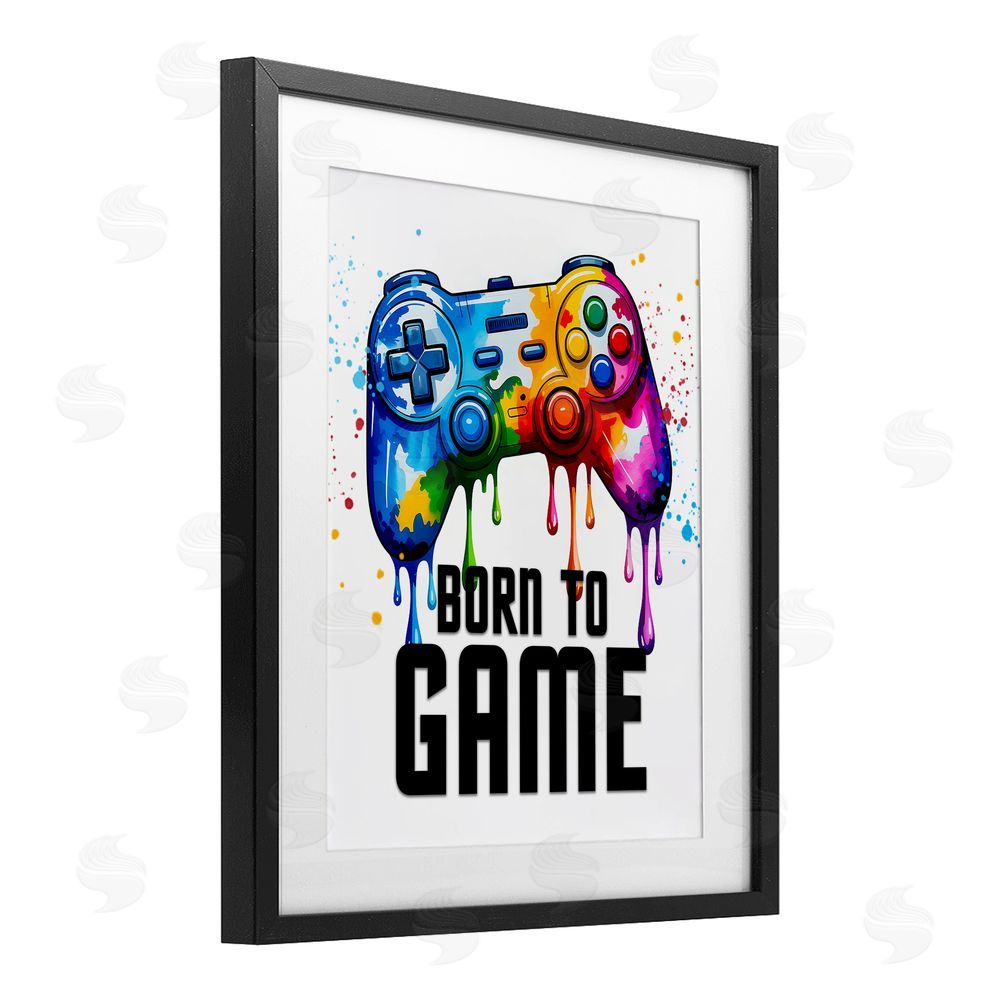 Kim Allen Born To Game Splash Black Framed Print Under Glass Wall Art