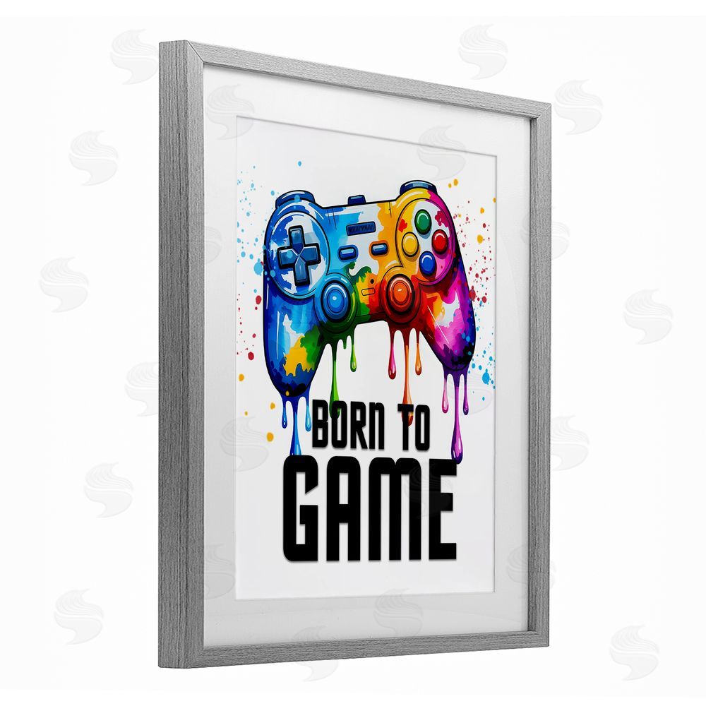 Kim Allen Born To Game Splash Gray Framed Print Under Glass Wall Art