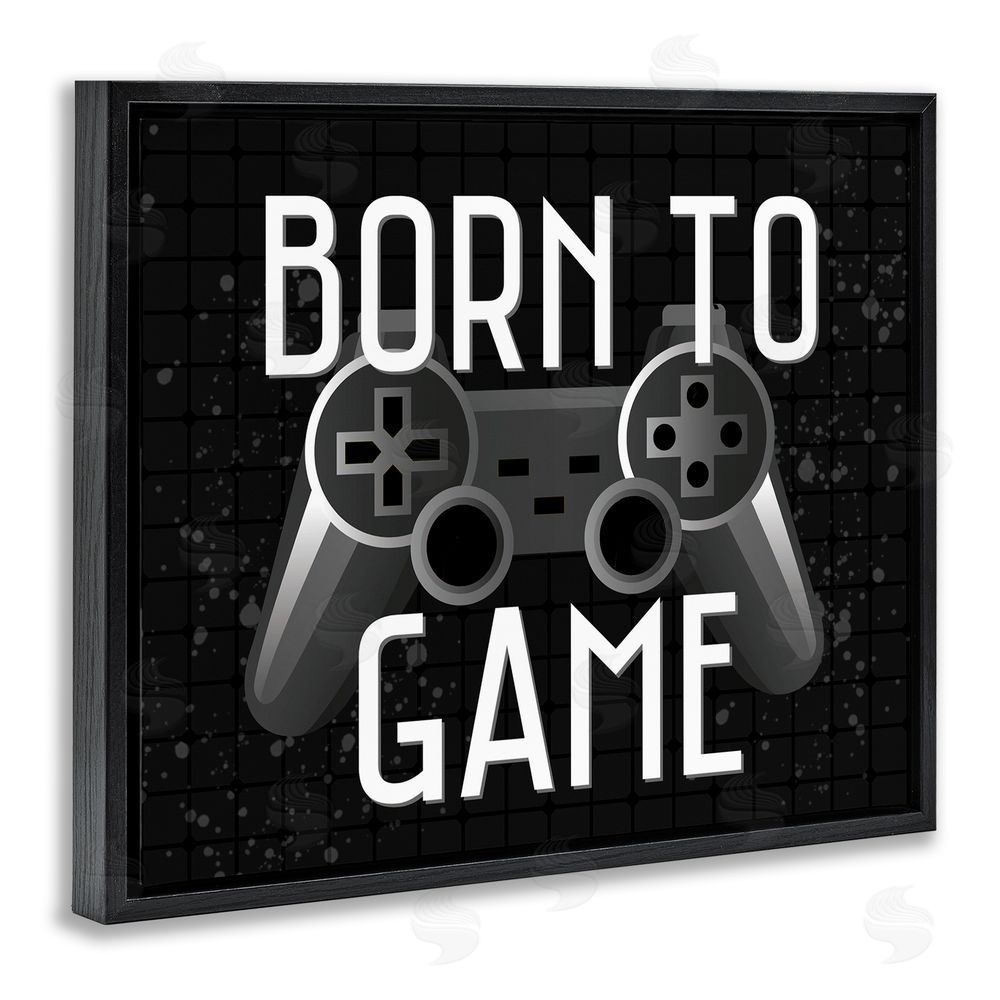 Kim Allen Born To Game Retro Black Floating Frame Canvas Wall Art Print