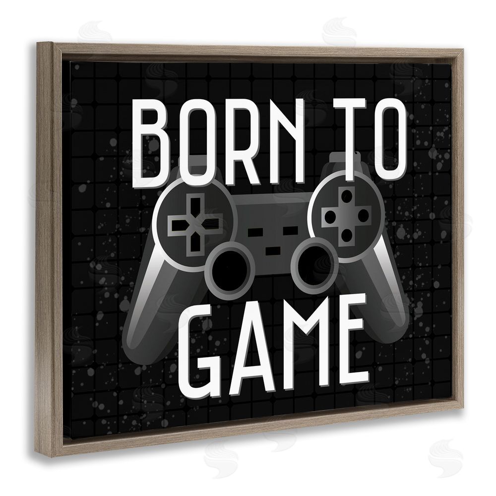 Kim Allen Born To Game Retro Brown Floating Frame Canvas Wall Art Print
