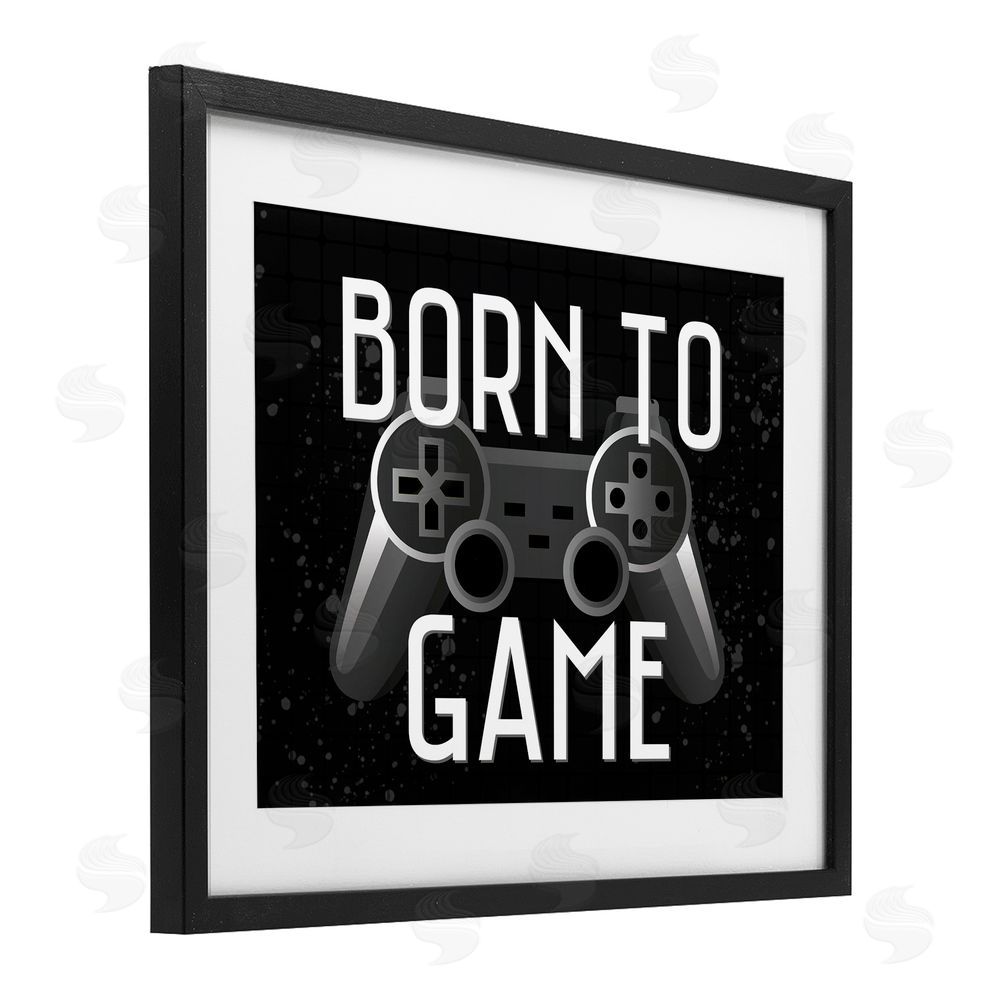 Kim Allen Born To Game Retro Black Framed Print Under Glass Wall Art