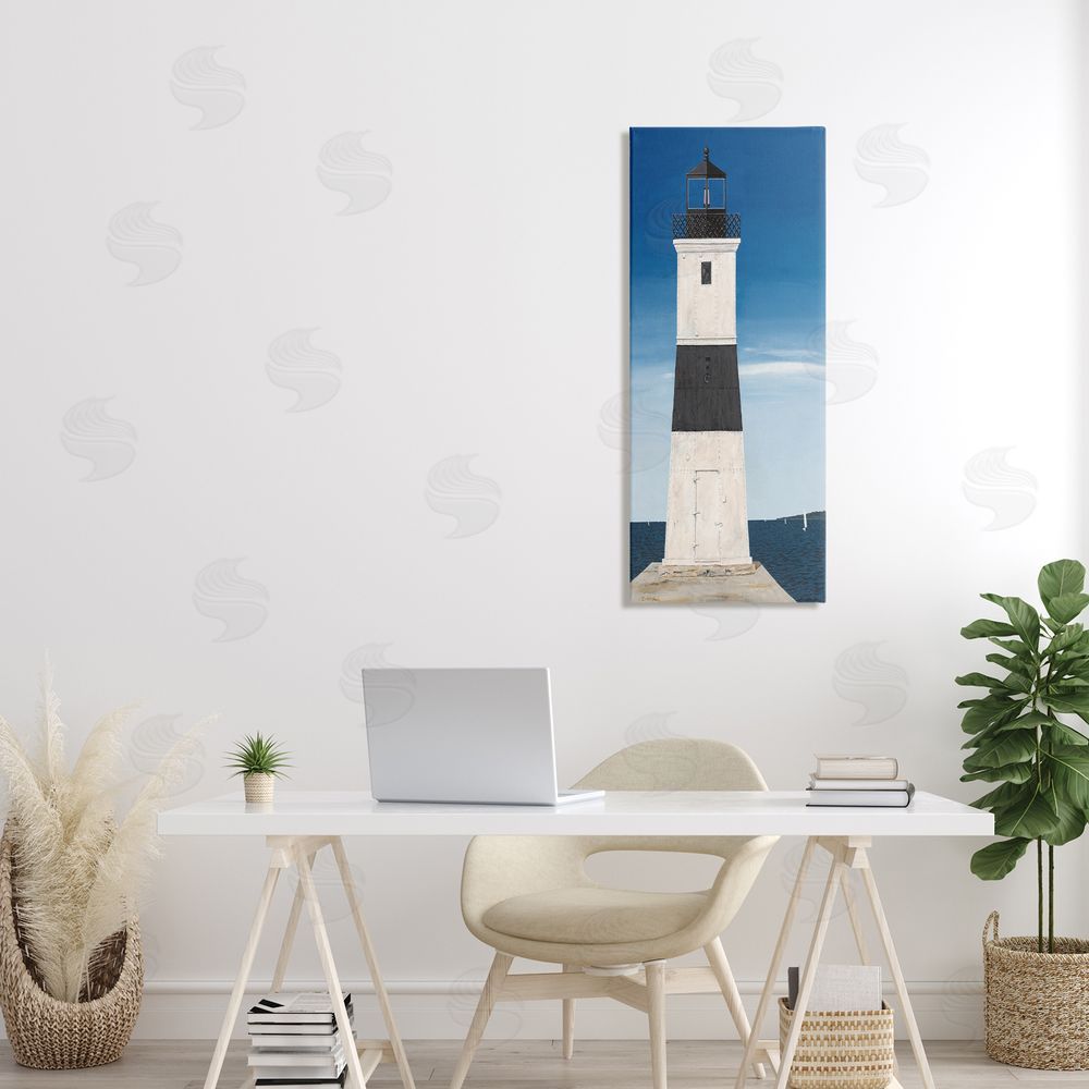 Art Poulin Towering Lighthouse Beacon Stretched Canvas Wall Art Print in Room