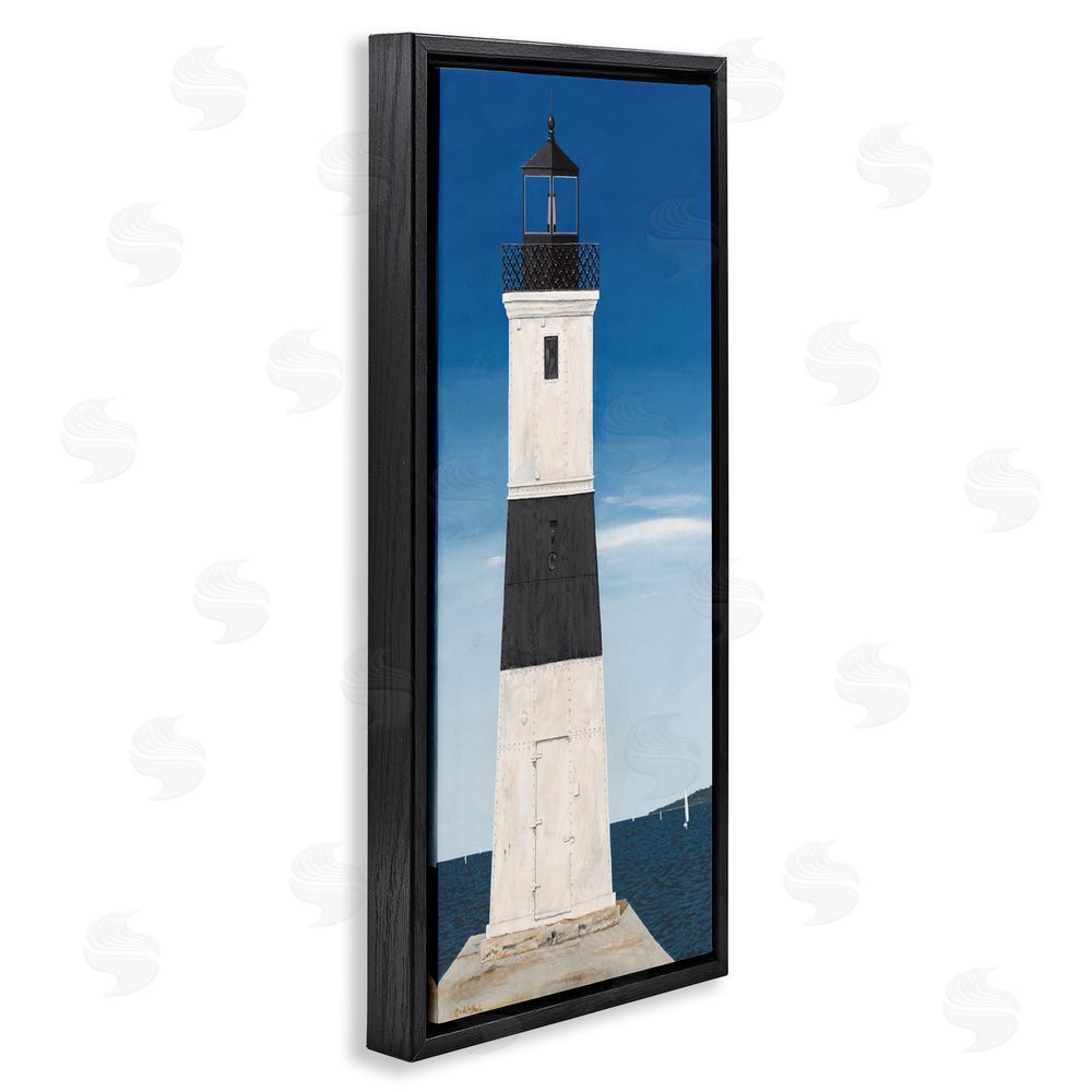 Art Poulin Towering Lighthouse Beacon Black Floating Frame Canvas Wall Art Print