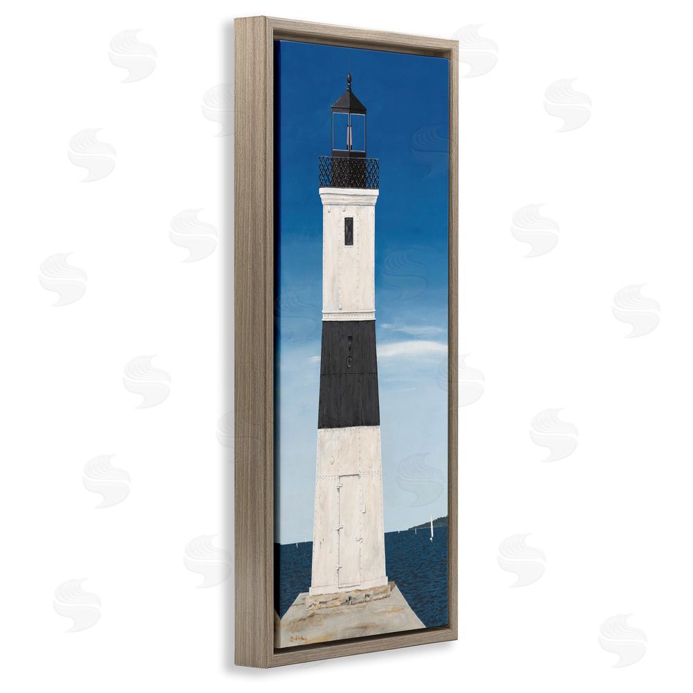 Art Poulin Towering Lighthouse Beacon Brown Floating Frame Canvas Wall Art Print