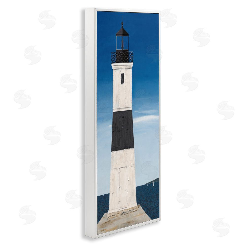 Art Poulin Towering Lighthouse Beacon White Framed Giclee Wall Art Print
