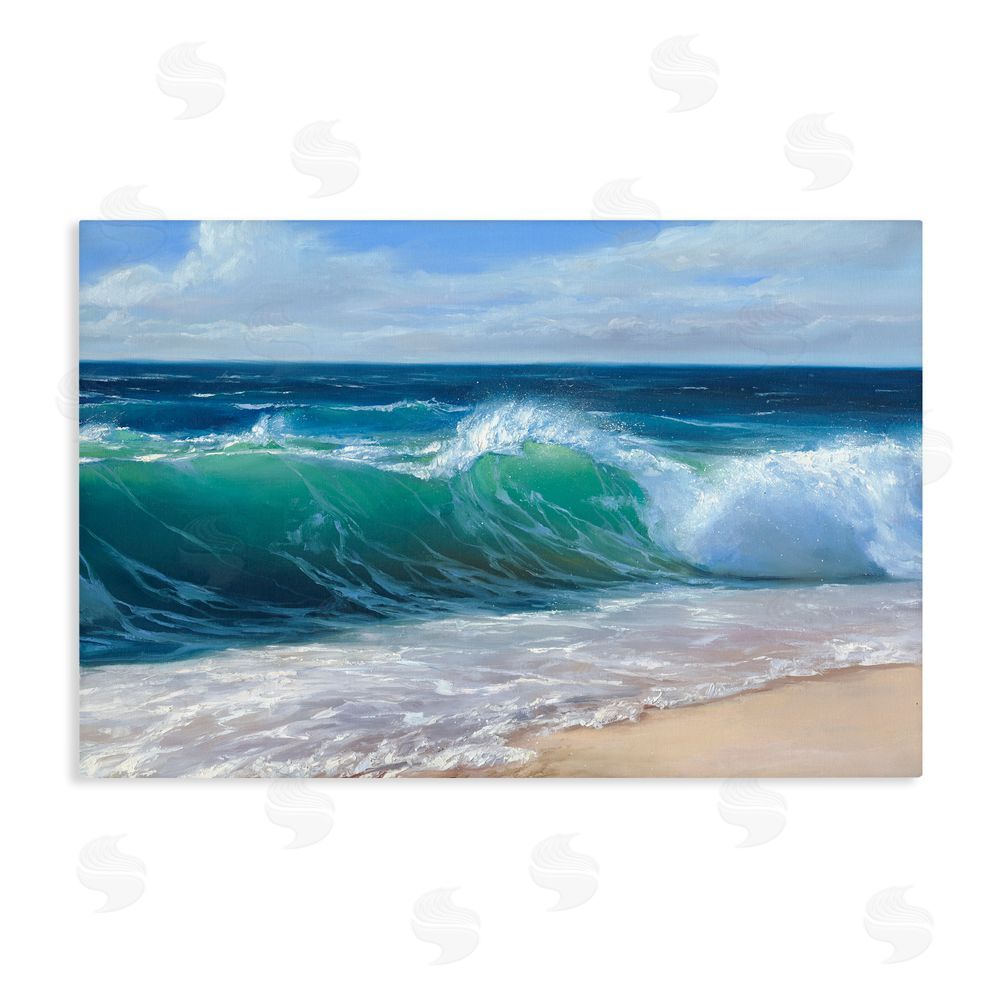 Dimitri Sirenko Content Beach Waves Shore Stretched Canvas Wall Art Print