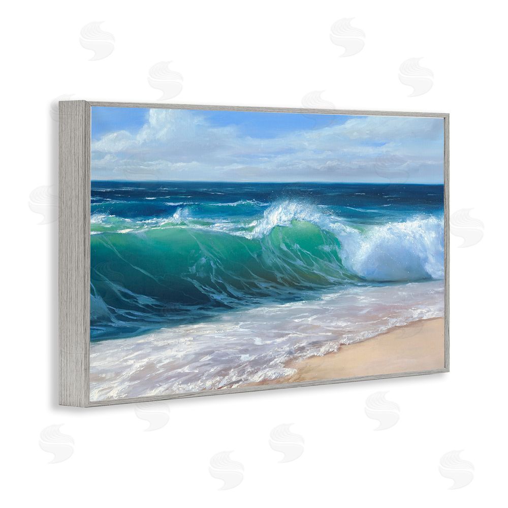 Dimitri Sirenko Content Beach Waves Shore Gray Framed Giclee Wall Art Print