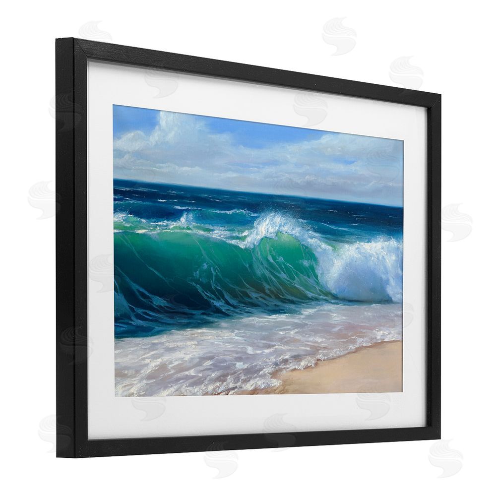 Dimitri Sirenko Content Beach Waves Shore Black Framed Print Under Glass Wall Art