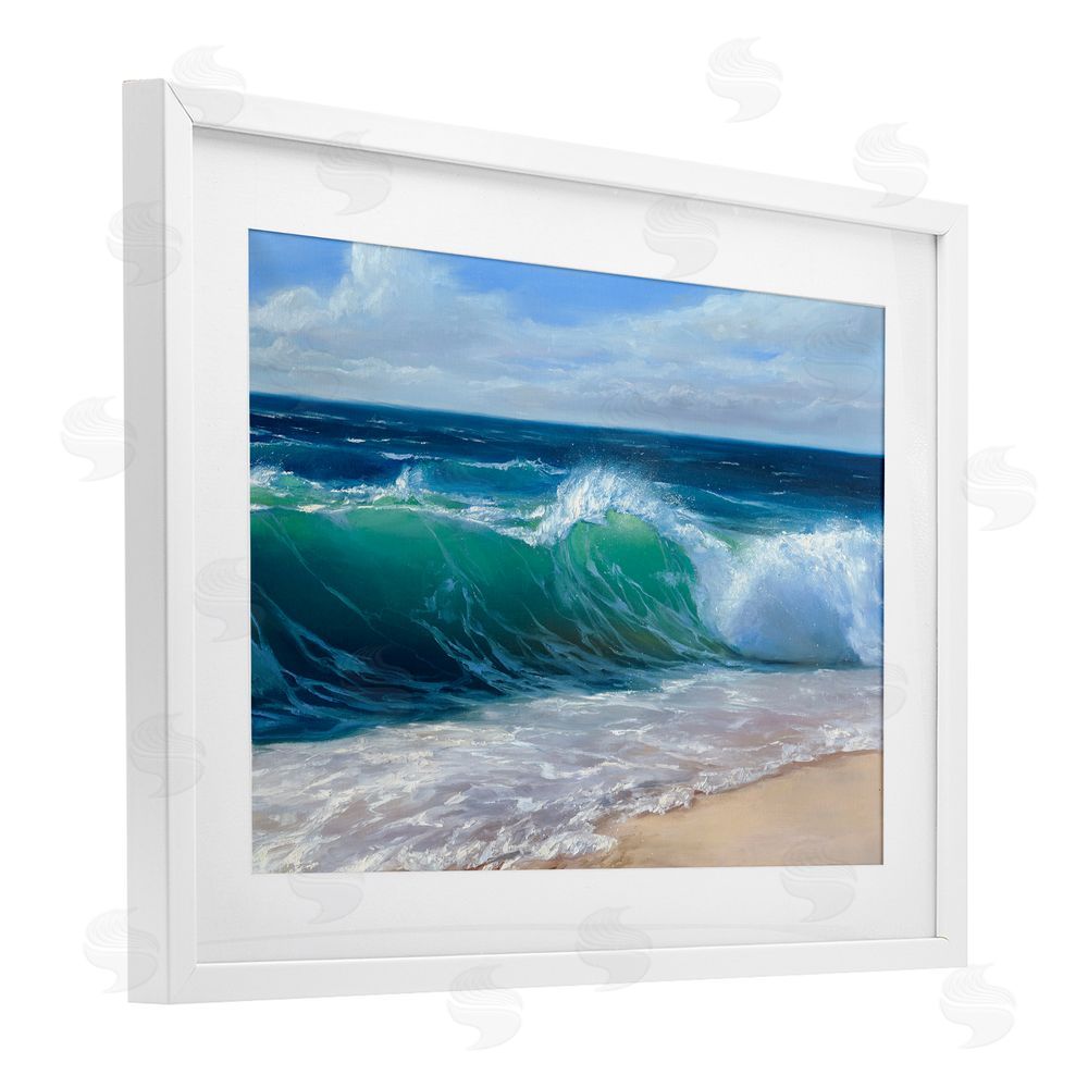 Dimitri Sirenko Content Beach Waves Shore White Framed Print Under Glass Wall Art