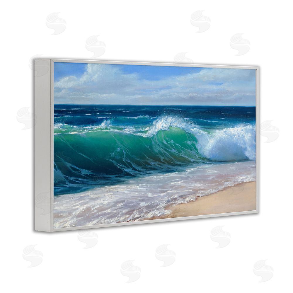 Dimitri Sirenko Content Beach Waves Shore White Framed Giclee Wall Art Print