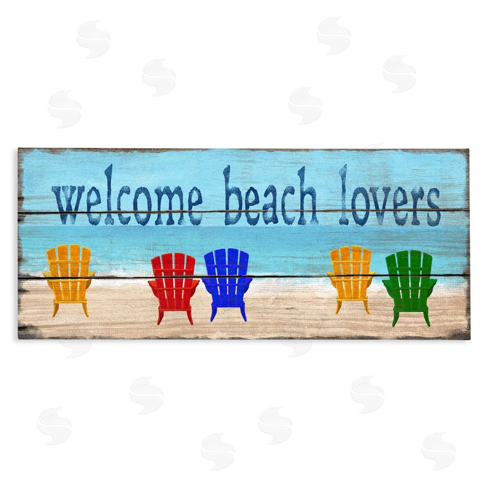 Gail Fraser Beach Lovers Chairs Stretched Canvas Wall Art Print