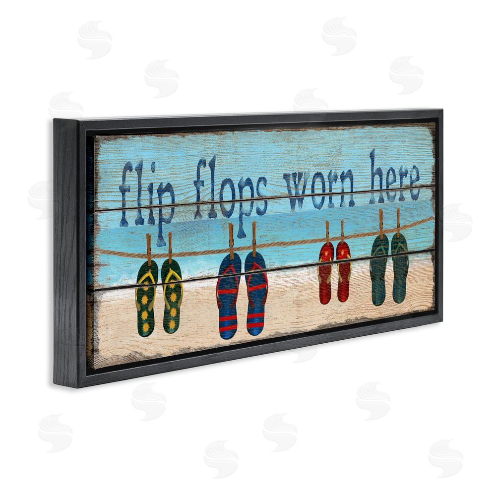 Gail Fraser Flip Flops Worn Here Black Floating Frame Canvas Wall Art