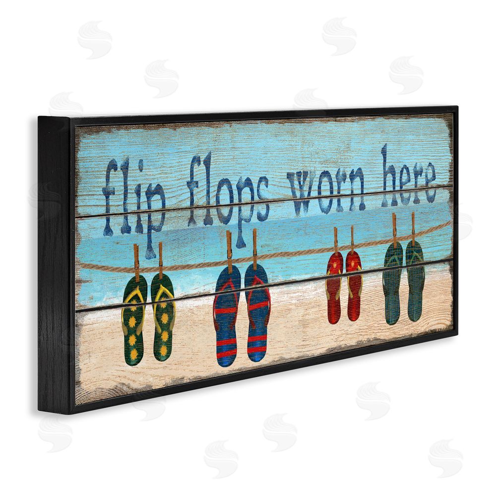 Gail Fraser Flip Flops Worn Here Blacked Framed Giclee Wall Art Print