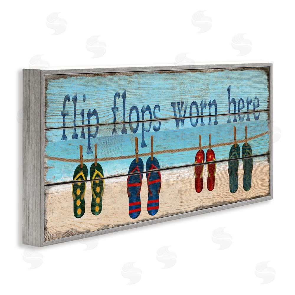 Gail Fraser Flip Flops Worn Here Gray Framed Giclee Wall Art Print