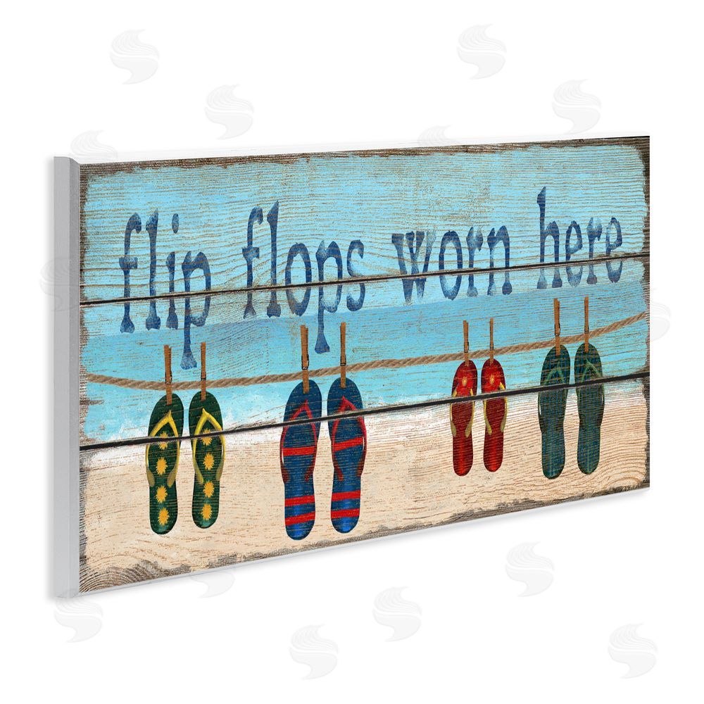 Gail Fraser Flip Flops Worn Here Wooden Wall Plaque Art Print