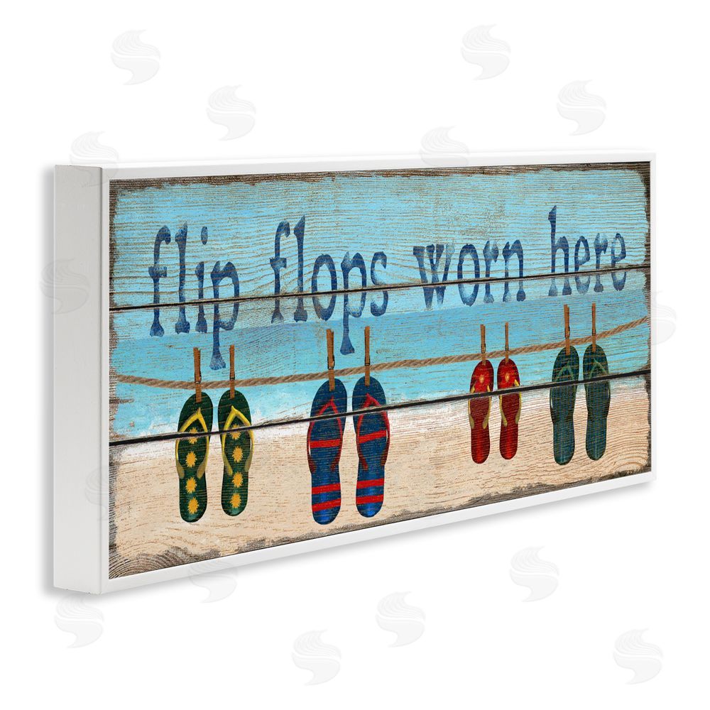 Gail Fraser Flip Flops Worn Here White Framed Giclee Wall Art Print